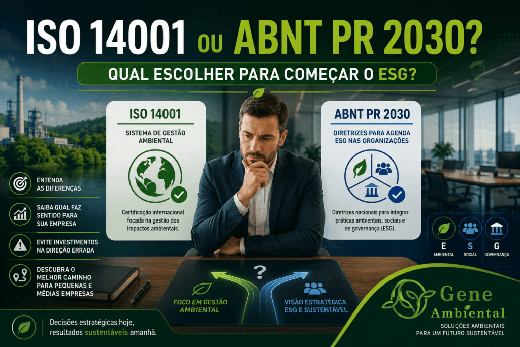 ISO 14001 ou ABNT PR 2030? Saiba qual norma ou diretriz ESG é mais adequada para pequenas e médias empresas que desejam iniciar sua jornada de sustentabilidade corporativa.